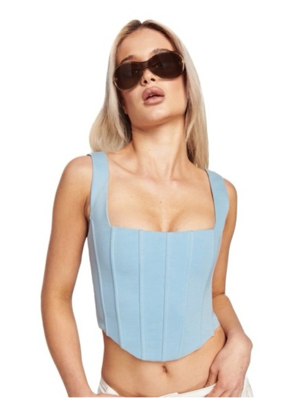 I.AM.GIA Light Blue Powder Blue Structured Corset Top Tank Size XS